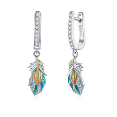 Créoles plumes argent