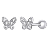 Boucles papillons argent