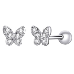 Boucles papillons argent