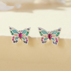 Boucles d'oreilles papillons colorés