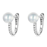 Boucles perle argentée