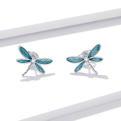 Boucles d'oreilles libellules argentées