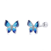 Boucles papillons bleus