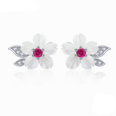 Boucles fleurs rouges blanches