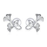 Boucles feuilles ginkgo argent