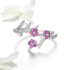 Bague fleurs roses