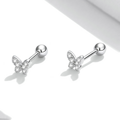 Boucles papillons argent