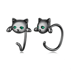 Ear cuff chat noir yeux verts