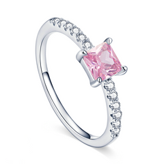 Bague zircon rose argent