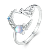 Bague chat lune argent