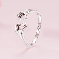 Bague mains cœur argent