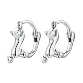 Boucles d'oreilles créoles chat argent