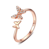 Anneau papillons or rose argent