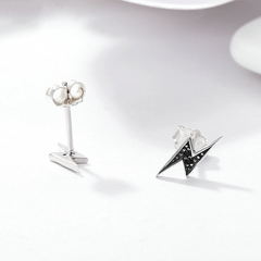 Boucles éclair argent noir