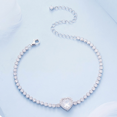 Bracelet cœur brillant en argent