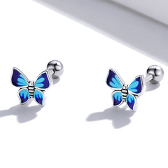 Boucles papillons bleus