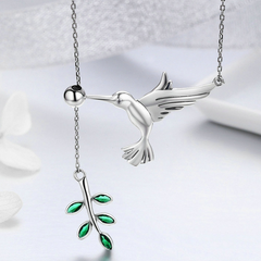 Collier argent oiseau mouche