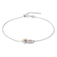 Bracelet argenté fleurs
