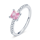 Bague zircon rose argent