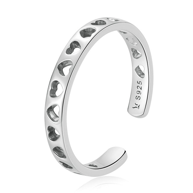 Bague Petits Coeurs en argent 925 plaqué or blanc ajustable