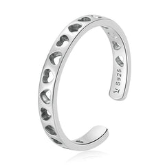 Bague Petits Coeurs en argent 925 plaqué or blanc ajustable