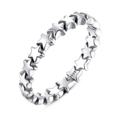 Bague Étoiles en argent 925 plaqué or blanc