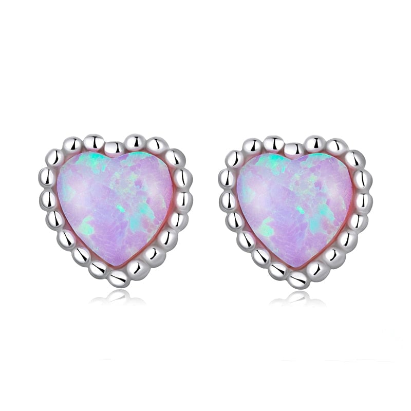 Boucles d'Oreilles Coeurs d'Opale