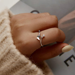 Bague Papillon en argent 925 plaqué or blanc ajustable avec zircons colorés - Photo 2