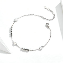 Bracelet Marguerites en argent 925 plaqué or blanc ajustable - Photo 4