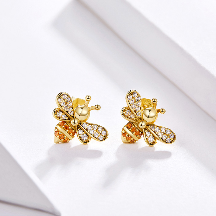 Boucles d'Oreilles Abeilles Brillantes - Image 3
