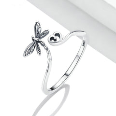 Bague Libellule avec Coeur en argent 925 plaqué or blanc ajustable - Photo 3