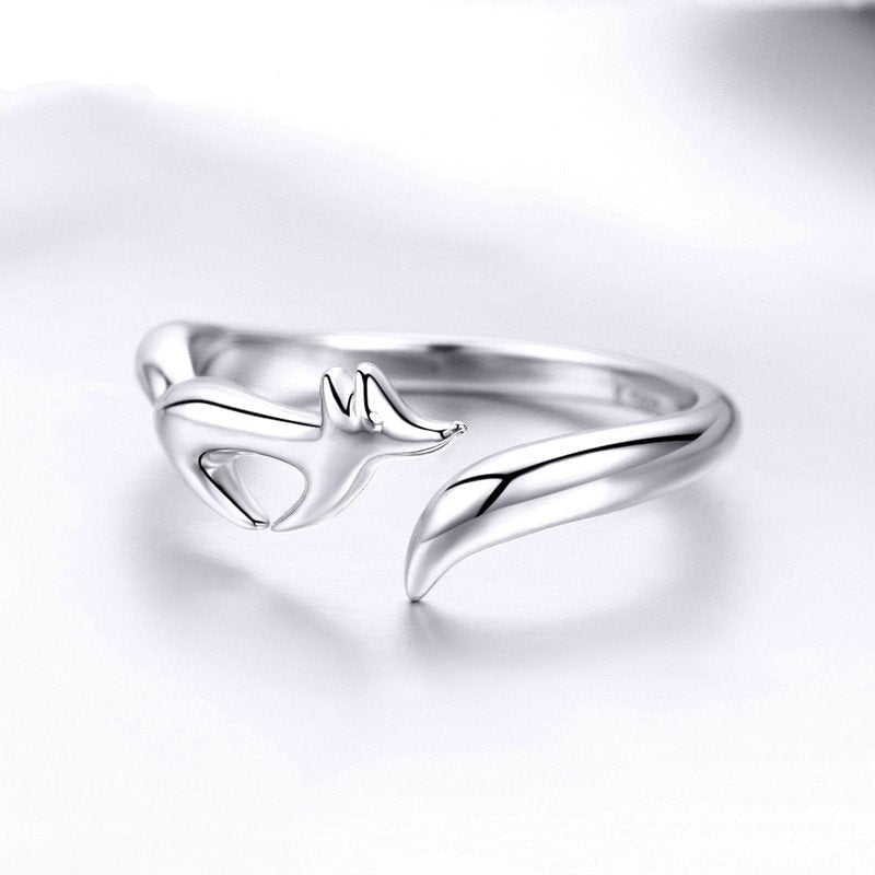 Bague Renard en argent 925 plaqué or blanc ajustable - Photo 5