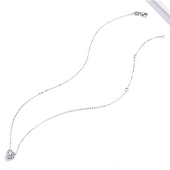 Collier Coeur en argent 925 plaqué or blanc ajustable avec zircons blancs - Photo 4