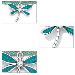Bracelet Libellule style marin en corde vert ajustable avec libellule en argent 925 émaillé vert - Photo 4