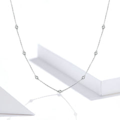 Collier Points Lumineux en argent 925 plaqué or blanc ajustable avec zircons blancs - Photo 3