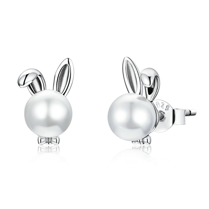 Boucles d'Oreilles Lapins avec Perles