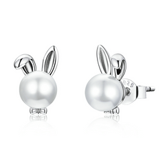 Boucles d'Oreilles Lapins avec Perles