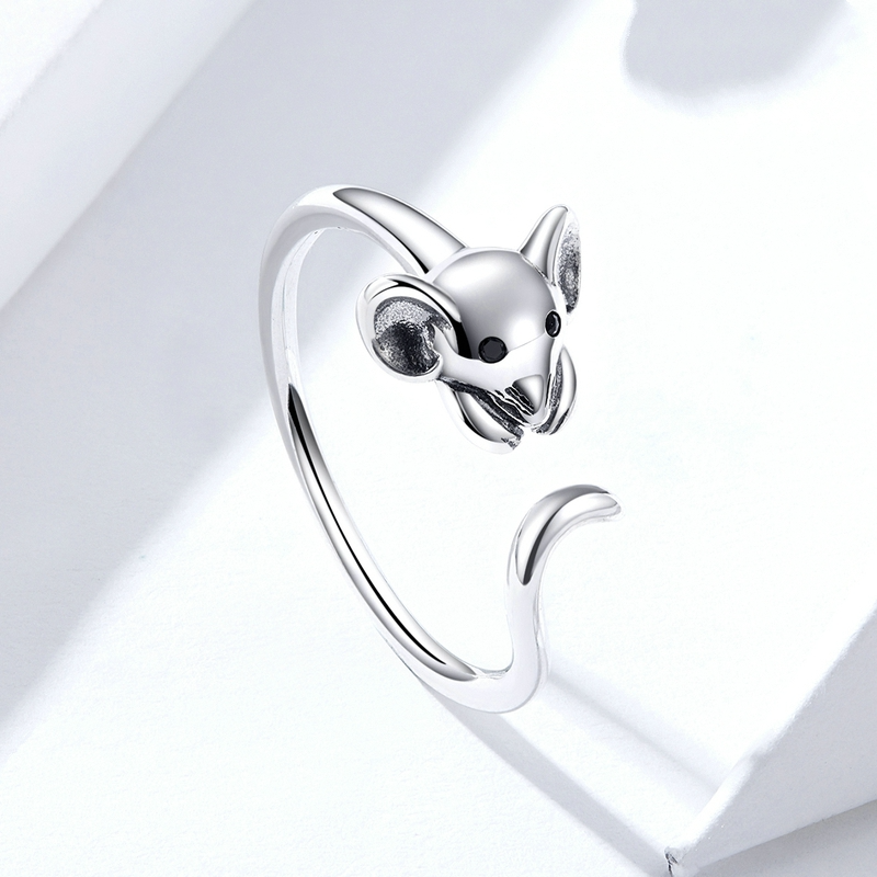 Bague Souris en argent 925 plaqué or blanc ajustable - Photo 5
