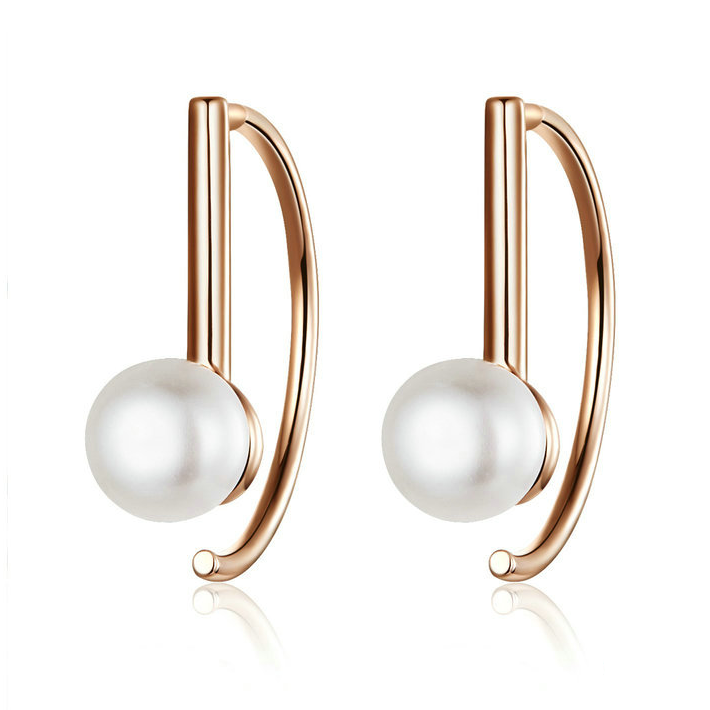 Boucles d’Oreilles Créoles avec Perles Argent Sterling 925 plaqué or rose