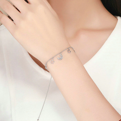 Bracelet Lune et Étoiles en argent 925 plaqué or blanc ajustable - Photo 2