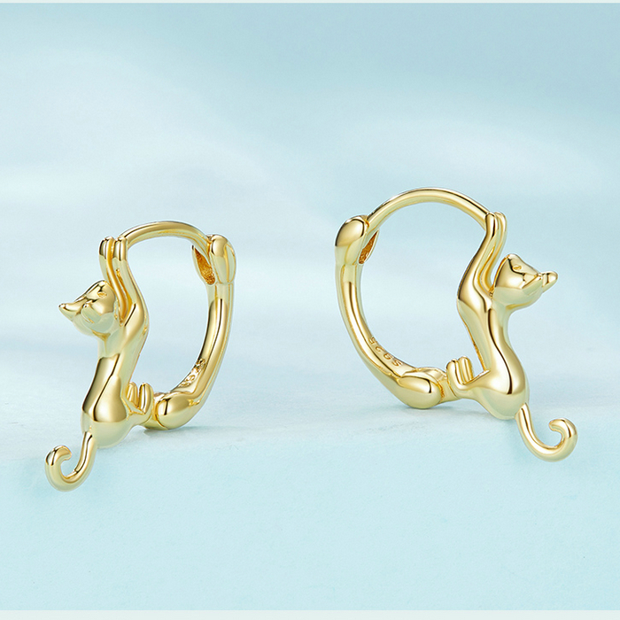 Boucles d'Oreilles Créoles Chats - Image 3