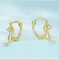 Boucles d'Oreilles Créoles Chats - Image 3