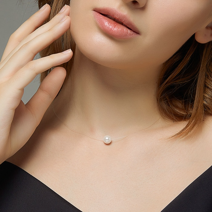 Collier Pendentif Perle avec fermoir en argent 925 plaqué or blanc - Photo 2