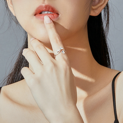 Bague Feuilles de Ginkgo en argent 925 plaqué or blanc ajustable - Photo 2