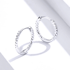 Boucles d’Oreilles Créoles Tressées en argent 925 plaqué or blanc - Photo 3