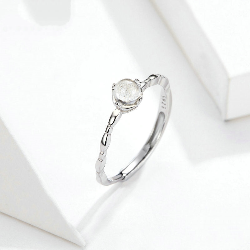 Bague Pierre de Lune en argent 925 plaqué or blanc ajustable - Photo 3