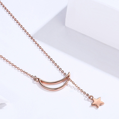 Collier Lune et Étoile en argent 925 plaqué or rose - Photo 3