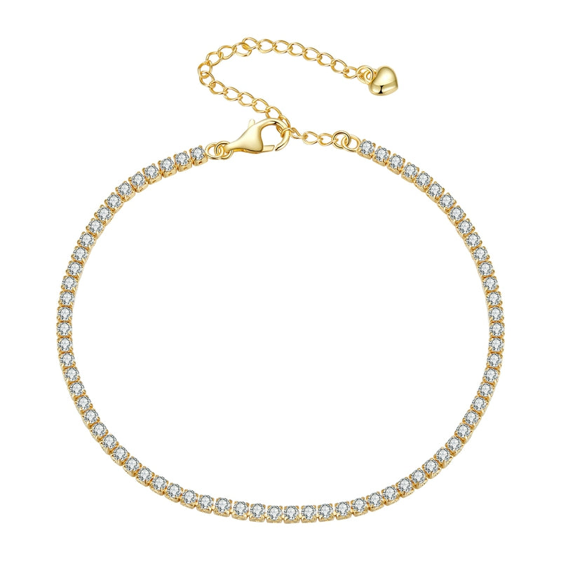 Bracelet Tennis en acier inoxydable plaqué or rose avec zircons blancs - Photo 3