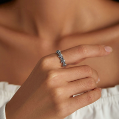 Bague Crânes et Roses en argent 925 plaqué or blanc ajustable - Photo 2