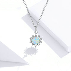 Collier Soleil en argent 925 plaqué or blanc ajustable avec opale - Photo 3